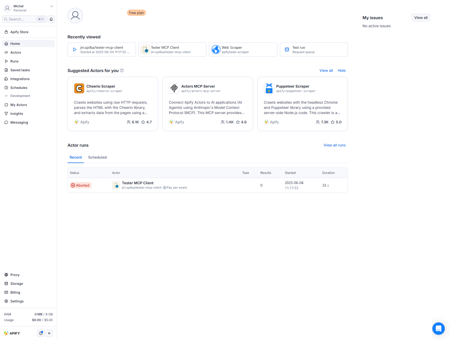 apify-console-homepage